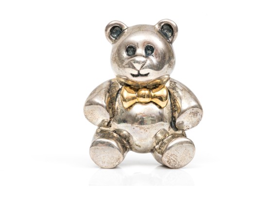 Tiffany & Co. Sterling And 18K Charming Teddy Bear Brooch