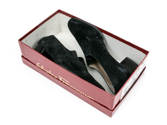 Salvatore Ferragamo Handsome Black Suede Loafer, Size 10B
