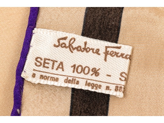 Salvatore Ferragamo Striking Vintage Logo Striped Silk Scarf