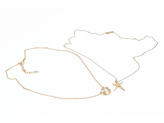 Two Stylish Vermeil Sterling Pendant Necklaces