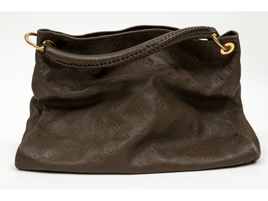 Louis Vuitton Beautiful Brown Taupe Embossed Leather Hobo Bag