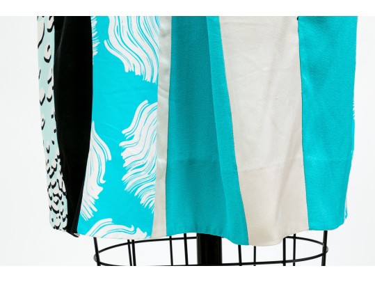 Diane Von Furstenburg Fun Vertical Striped Strapless Silk Baby Doll Style Dress, Size 8