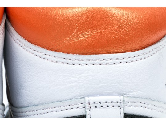 Nike Discernable Leather High Top Air Jordans, Black, White And Orange, Size 11