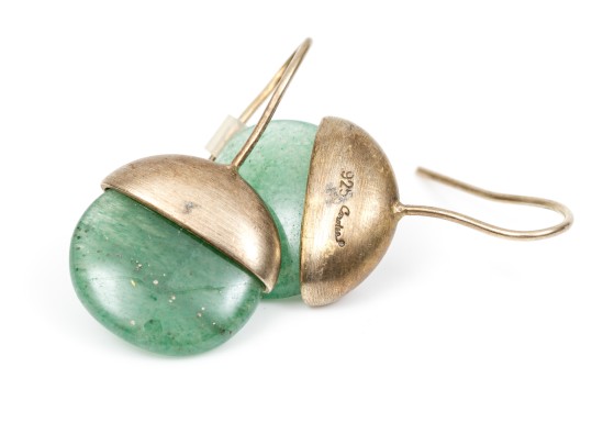 Sterling Aventurine And Blue Zirconia Earrings