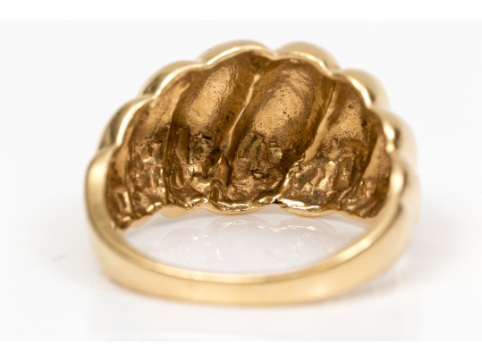 Bold 18K Ribbed Dome Ring, Size 6.75+