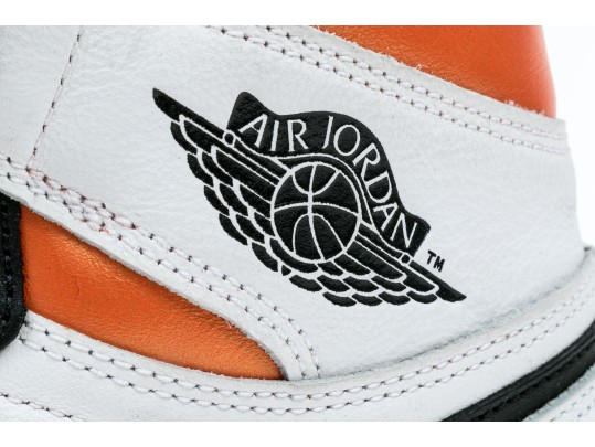 Nike Discernable Leather High Top Air Jordans, Black, White And Orange, Size 11