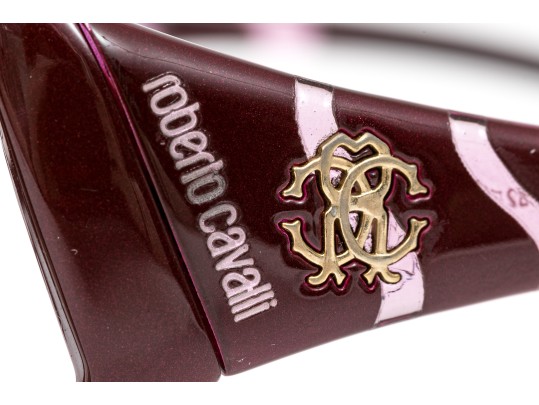 Roberto Cavalli Striking Burgundy Patterned Arm Acrylic Oversized Sunglasses