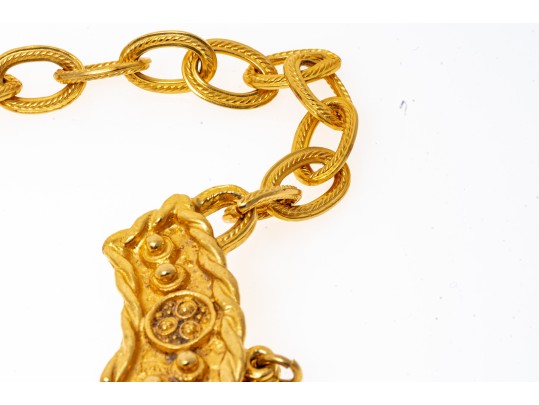 Impressive Bold Gold Tone Ganesh Motif Bib Necklace