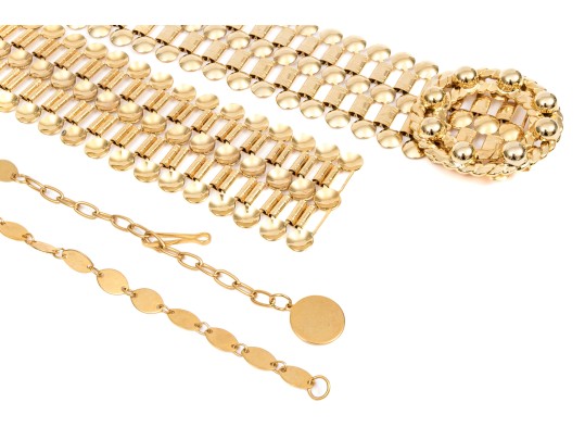 Pair Of Fabulous Vintage 1970's Gold Tone Metal Link Belts