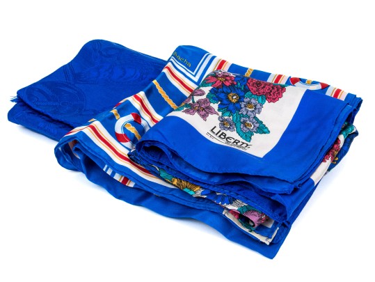 Assorted Lot Of Three Vintage Silk Scarves, Including Liberty
