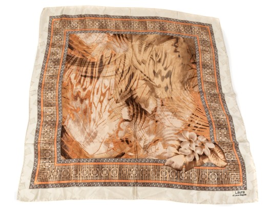 Halston, Nina Ricci, Laura Biagiotti Lot Of Three Pretty Vintage Silk Scarves