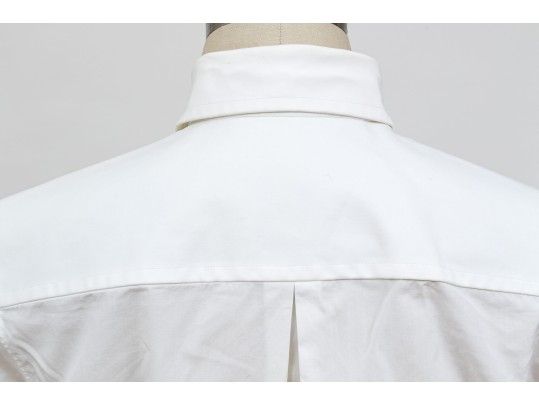 Balenciaga, Paris Edgy White Cotton Zip Front Collared Shirt, Size 38