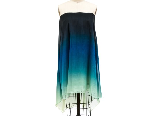 Halston Stunning Blue To Green Ombre Chiffon Sleeveless Dress, Size 4