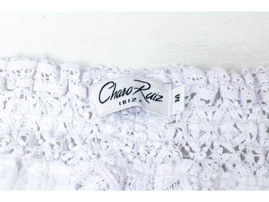 Charo Ruiz, Ibiza, Lovely White Cotton Lace Edged Maxi Dress, Size M