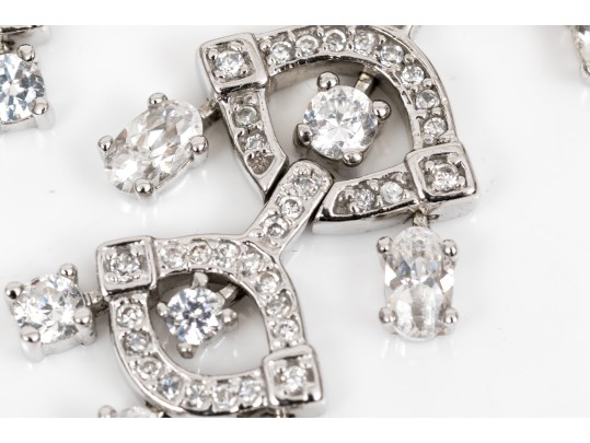 Shimmering Sterling And White Zirconia Chandelier Earrings