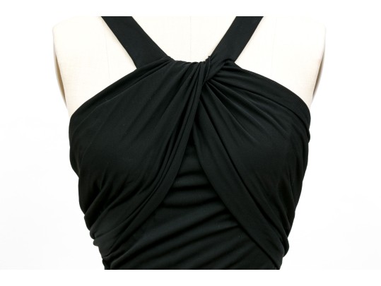 Diane Von Furstenburg Refined Floor Length Black Gathered Sleeveless Dress, Size 6