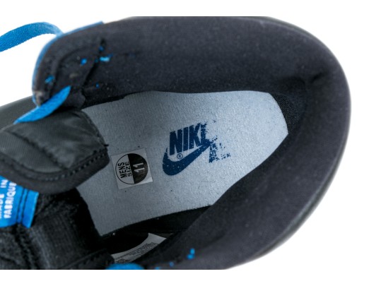 Nike Chic Leather High Top Air Jordans, Black, Blue, White, Size 11