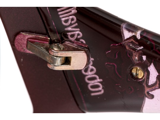 Roberto Cavalli Striking Burgundy Patterned Arm Acrylic Oversized Sunglasses