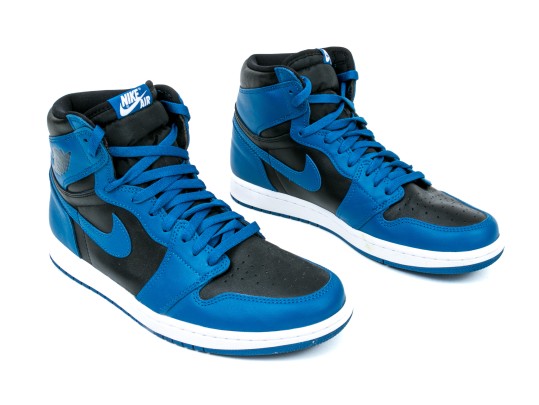 Nike Chic Leather High Top Air Jordans, Black, Blue, White, Size 11