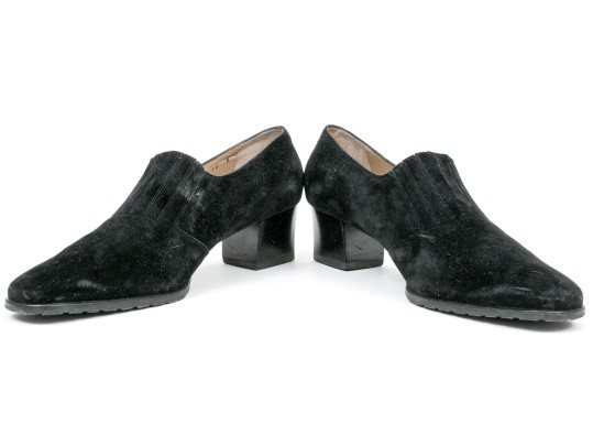 Salvatore Ferragamo Handsome Black Suede Loafer, Size 10B