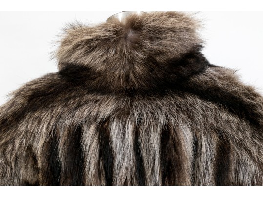 Stylish Tannish Brown Raccoon Fur Hooded Zip Jacket
