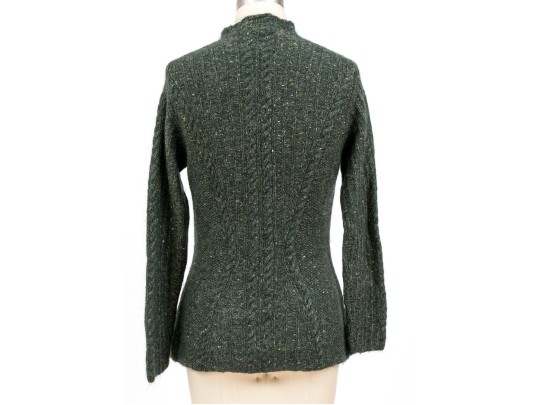Oscar De La Renta Classic Grey Cable Knit Turtleneck Sweater, Size Small 
