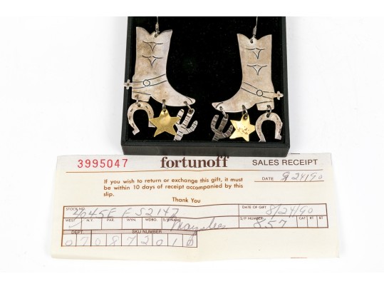 Playful Cowboy Boot And Charm Sterling Earrings