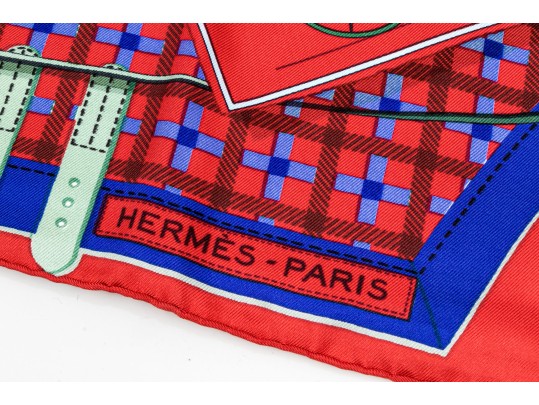 Hermès Paris Striking Vintage Les Voiturs Nouvelles Silk Scarf, By Jacques Eudel