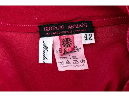 Giorgio Armani Pretty Dark Pink Silk Short Sleeved Top, Size 42