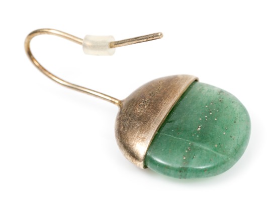 Sterling Aventurine And Blue Zirconia Earrings