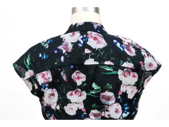 Rebecca Minkoff Breezy Short Sleeve Black Floral Mini Dress, Size Small