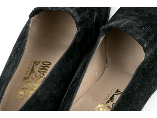 Salvatore Ferragamo Handsome Black Suede Loafer, Size 10B