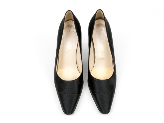 Prada Chic Black Satin Pumps, Size 37 1/2