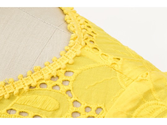 Nanette Lepore Adorable Yellow Cotton Eyelette Cap Sleeve Dress, Size 4