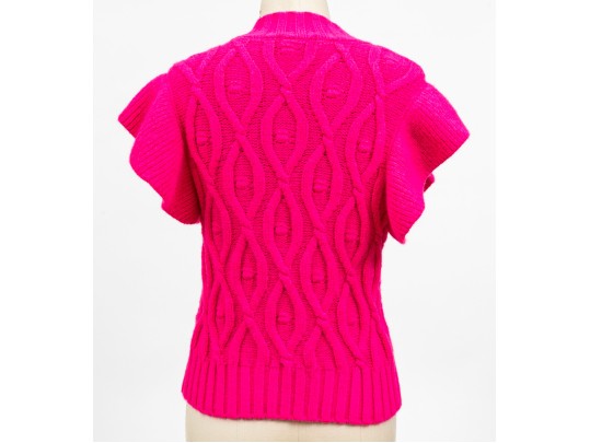 Robertson Rodeo Hot Pink Cable Knit Cap Sleeve Sweater, Size Medium