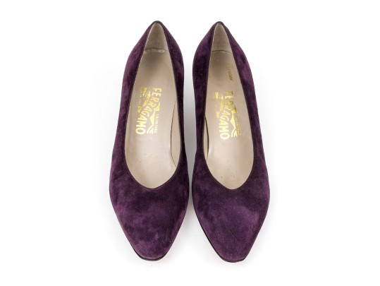 Salvatore Ferragamo Striking Purple Suede Pumps, Size 10B