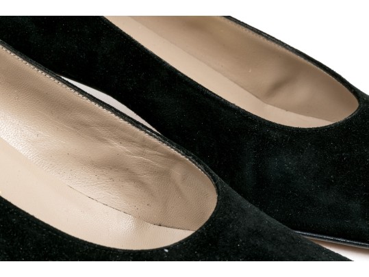 Salvatore Ferragamo Classic Black Suede Pumps, Size 10B