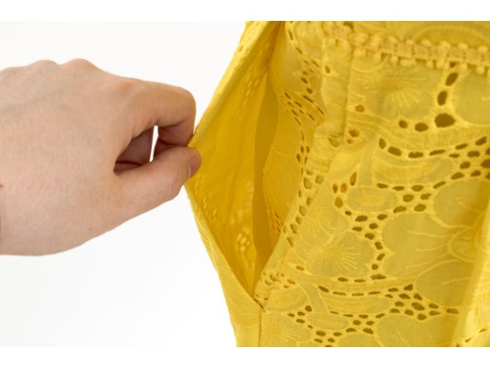 Nanette Lepore Adorable Yellow Cotton Eyelette Cap Sleeve Dress, Size 4