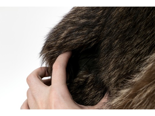 The Tepper Collection NY Tannish Brown Raccoon Fur Hooded Zip Jacket