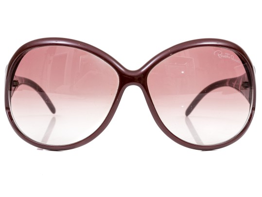 Roberto Cavalli Striking Burgundy Patterned Arm Acrylic Oversized Sunglasses