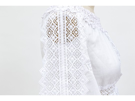 Charo Ruiz, Ibiza, Lovely White Cotton Lace Edged Maxi Dress, Size M