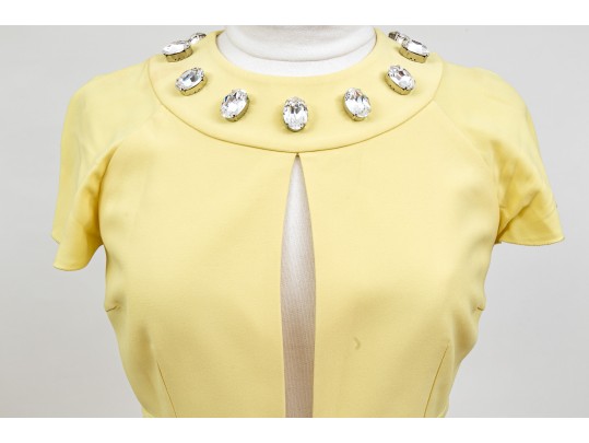 Modelo Giulietta Fabulous Short Sleeve Bedazzled Yellow Maxi Dress, Size 44