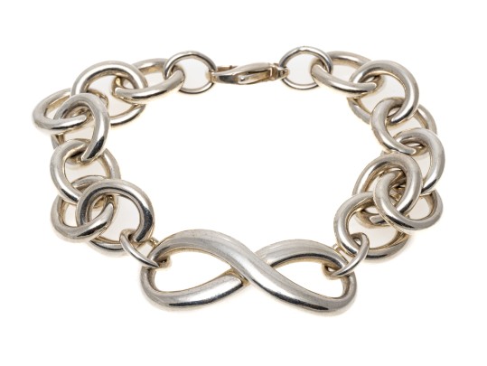Tiffany & Co. Sterling Silver Handsome Infinity Link Center Polished Link Bracelet
