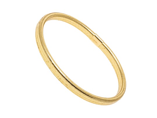 14k Yellow Gold Very Light Delicately Spun Gold Slip On Bangle Bracelet