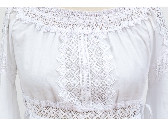 Charo Ruiz, Ibiza, Lovely White Cotton Lace Edged Maxi Dress, Size M