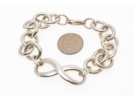 Tiffany & Co. Sterling Silver Handsome Infinity Link Center Polished Link Bracelet