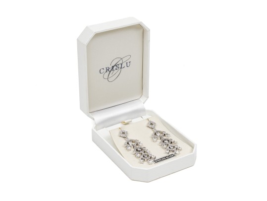 Shimmering Sterling And White Zirconia Chandelier Earrings