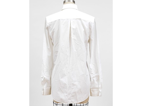 Balenciaga, Paris Edgy White Cotton Zip Front Collared Shirt, Size 38