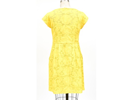 Nanette Lepore Adorable Yellow Cotton Eyelette Cap Sleeve Dress, Size 4