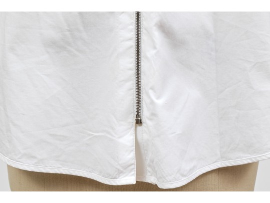 Balenciaga, Paris Edgy White Cotton Zip Front Collared Shirt, Size 38